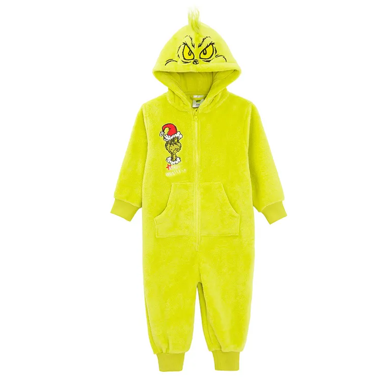 Cool Club, Pijama-salopeta cu gluga pentru baieti, verde, Grinch