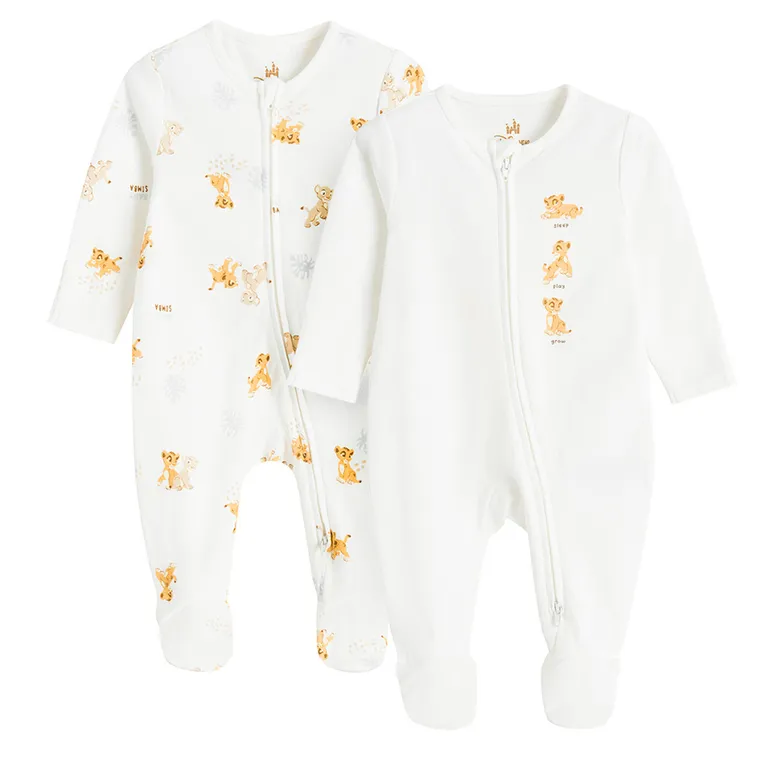 Cool Club, Pijama tip salopeta pentru baieti, alb, imprimeu Lion King, set, 2 buc.