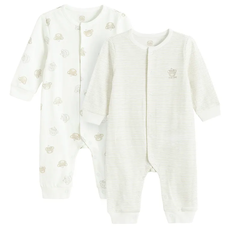 Cool Club, Pijama tip salopeta pentru baieti, alb, set, 2 buc.