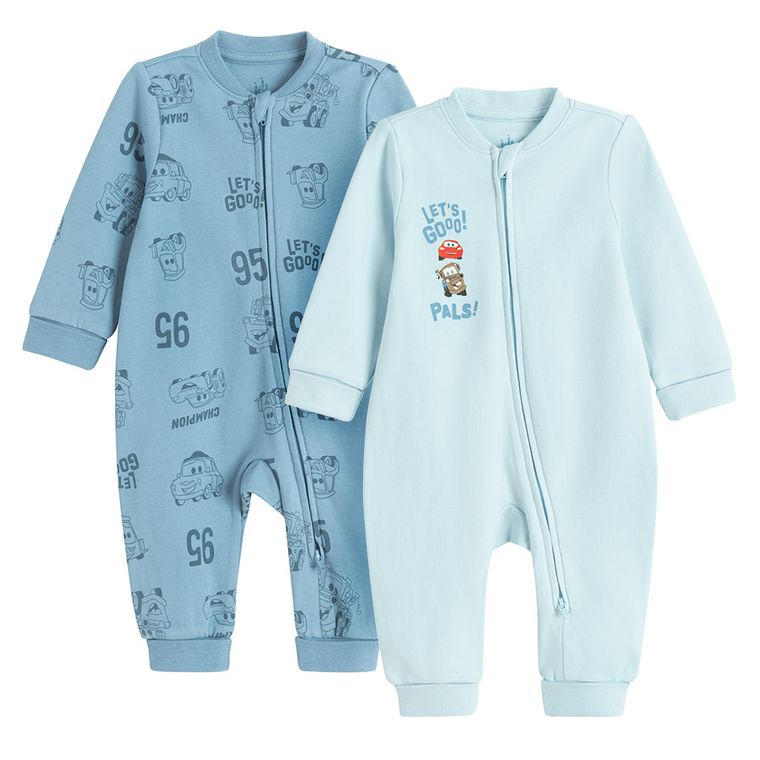 Cool Club, Pijama tip salopeta pentru baieti, albastru, imprimeu Cars, set, 2 buc.
