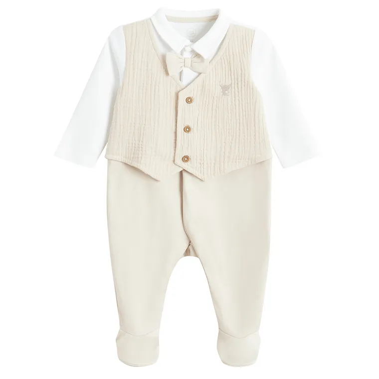 Cool Club, Pijama tip salopeta pentru baieti, bej