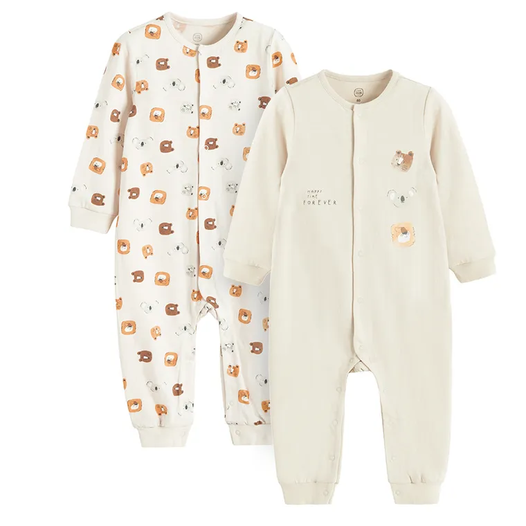 Cool Club, Pijama tip salopeta pentru baieti, bej, set, 2 buc.