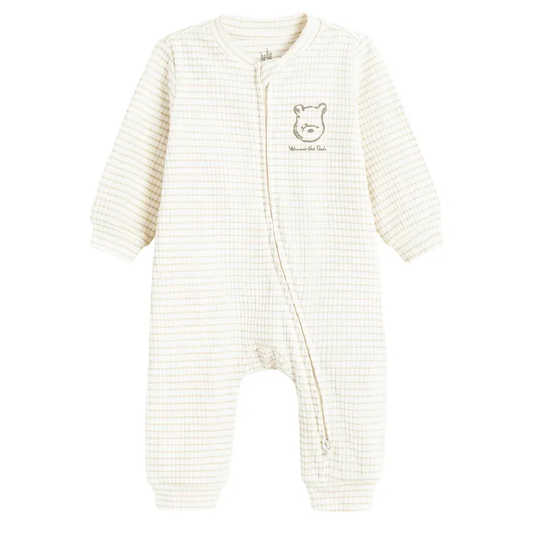 Cool Club, Pijama tip salopeta pentru bebelusi, bej, imprimeu Winnie the Pooh