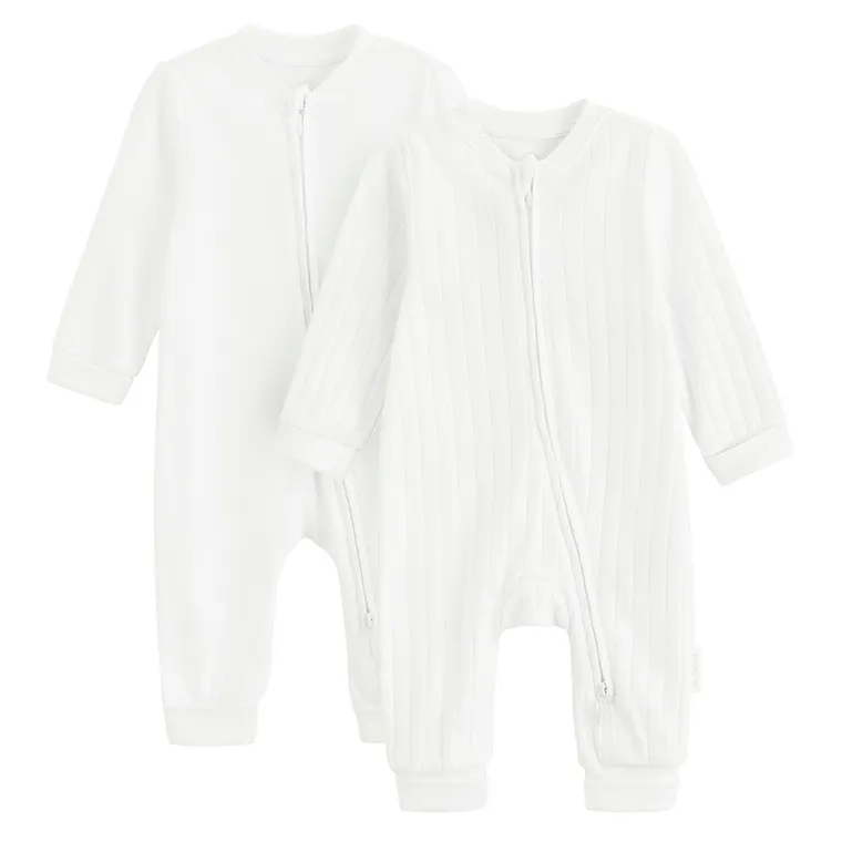 Cool Club, Pijama tip salopeta pentru bebelusi, bumbac organic, alb, set, 2 buc.