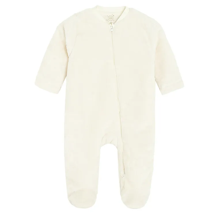 Cool Club, Pijama tip salopeta pentru bebelusi, calduroasa, ecru