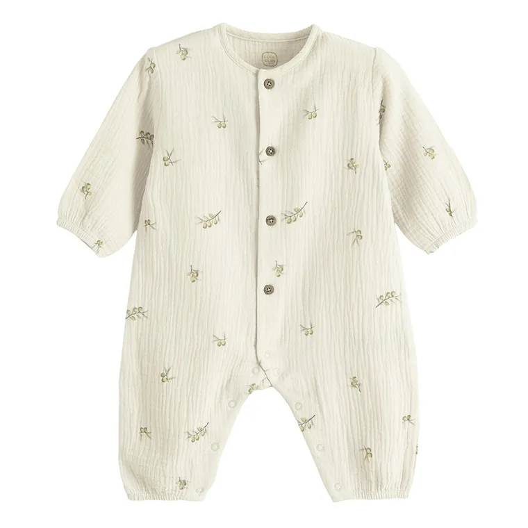 Cool Club, Pijama tip salopeta pentru bebelusi, muselina, bej