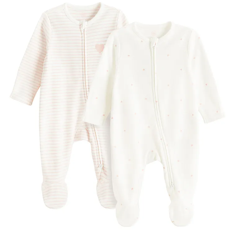 Cool Club, Pijama tip salopeta pentru fete, alb, set, 2 buc.