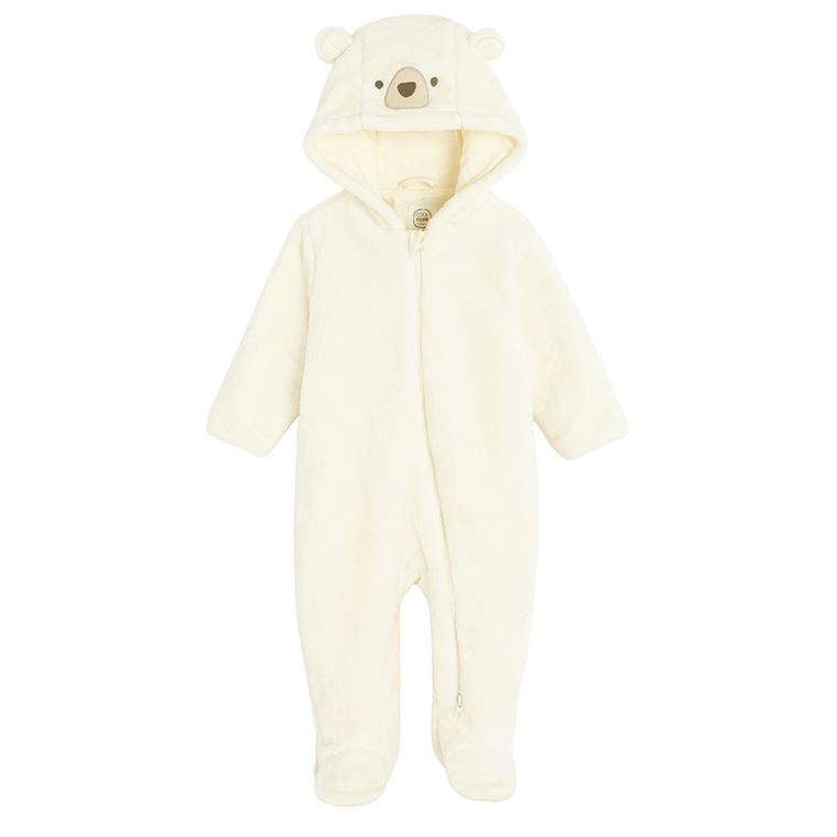 Cool Club, Pijama tip salopeta pentru fete, cu gluga, alb