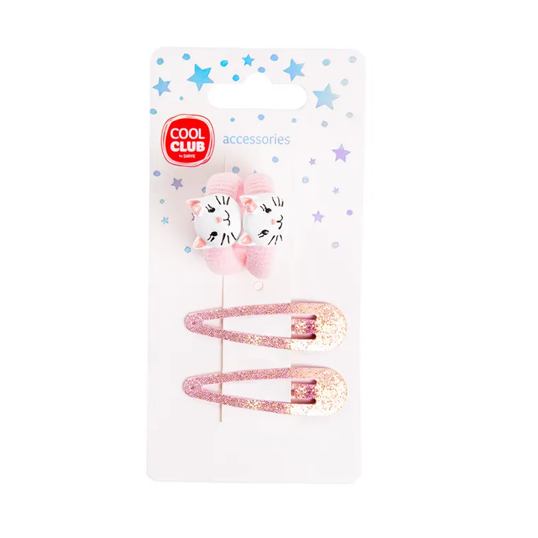 Cool Club, Pisicute, agrafe si elastice, set pentru par