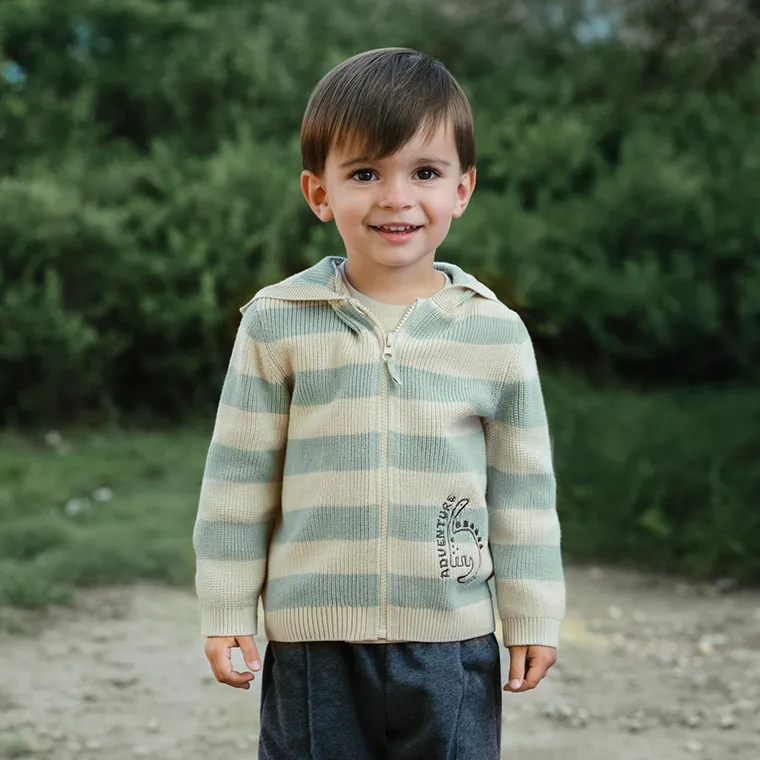 Cool Club, Pulover cu gluga pentru baieti, cu fermoar, verde-gri