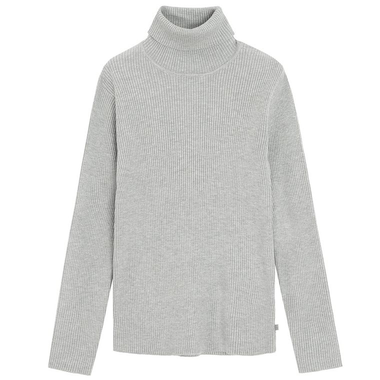 Cool Club, Pulover cu guler inalt pentru fete, din tricot striat, gri