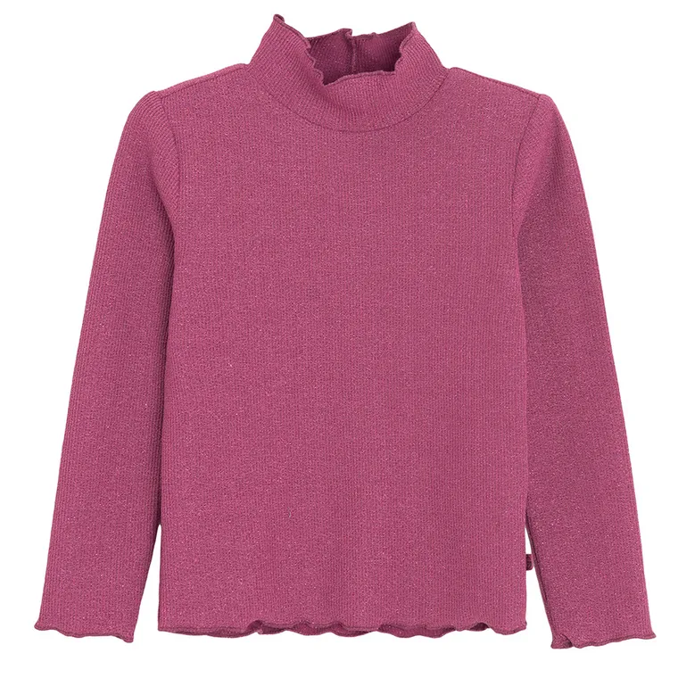 Cool Club, Pulover cu guler inalt pentru fete, din tricot striat, roz