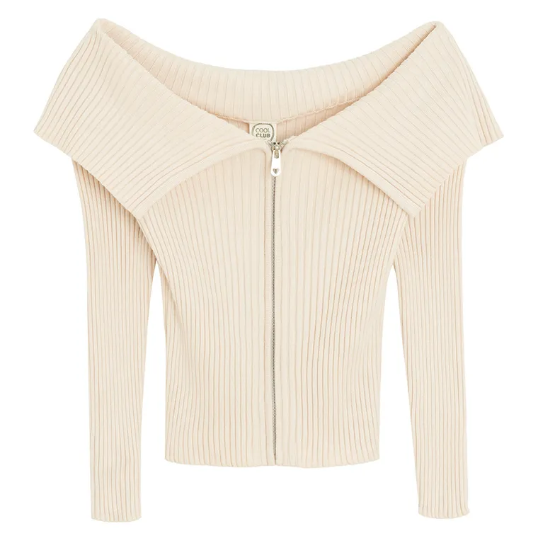 Cool Club, Pulover pentru fete, cu fermoar, bej