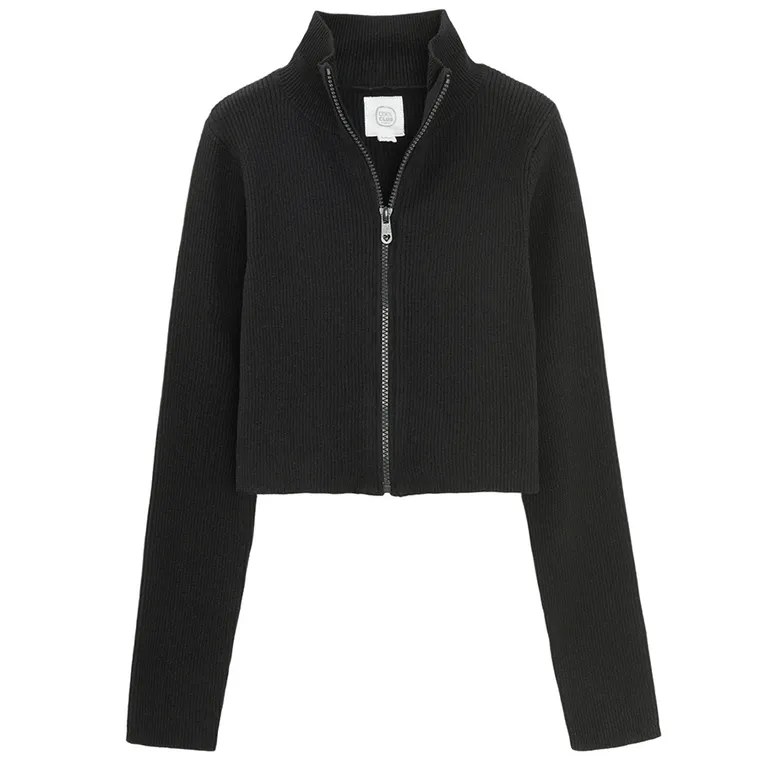 Cool Club, Pulover pentru fete, cu fermoar, crop top, negru