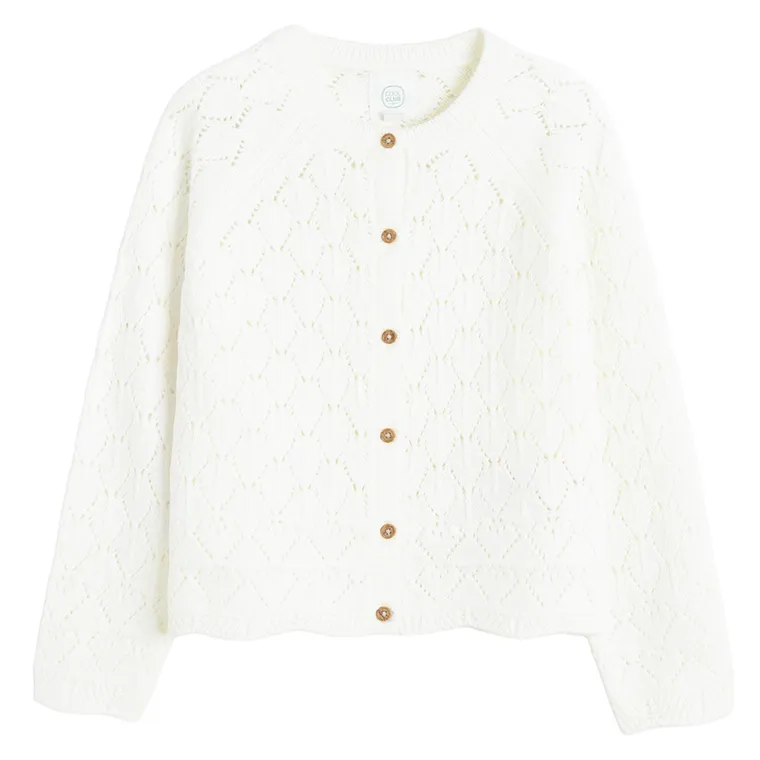 Cool Club, Pulover pentru fete, cu nasturi, alb