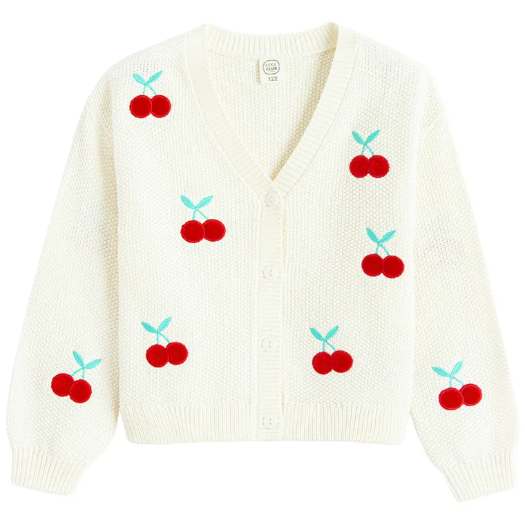 Cool Club, Pulover pentru fete, cu nasturi, alb