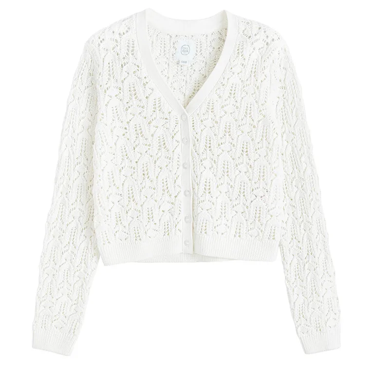 Cool Club, Pulover pentru fete, cu nasturi, alb