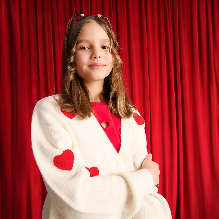 Cool Club, Pulover pentru fete, cu nasturi, ecru