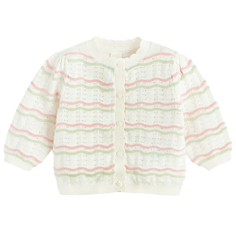 Cool Club, Pulover pentru fete, cu nasturi, ecru