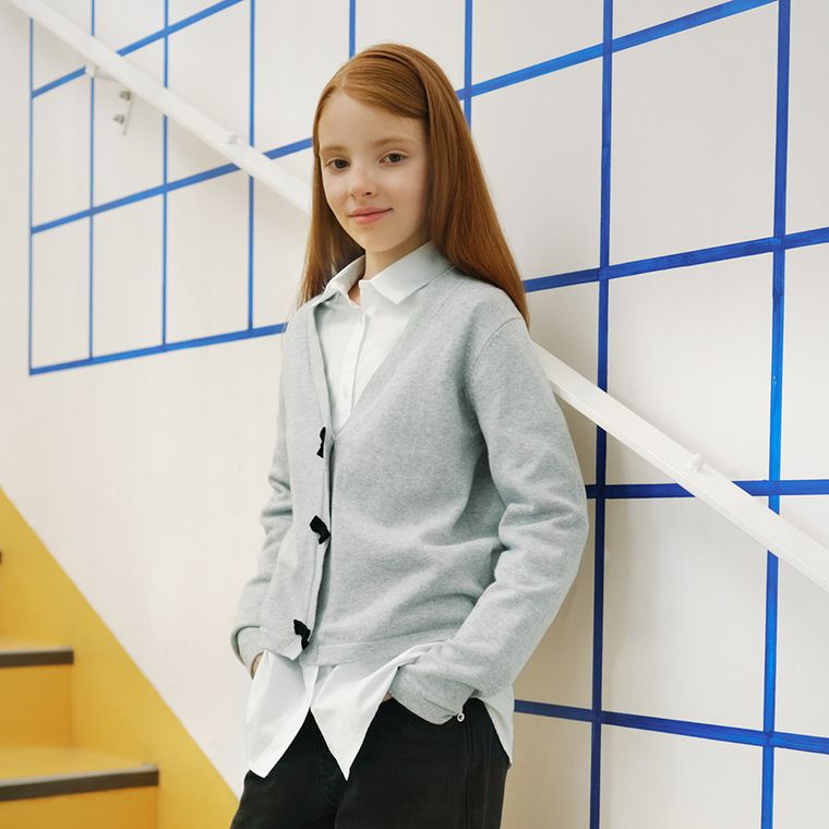 Cool Club, Pulover pentru fete, cu nasturi, oversize, gri