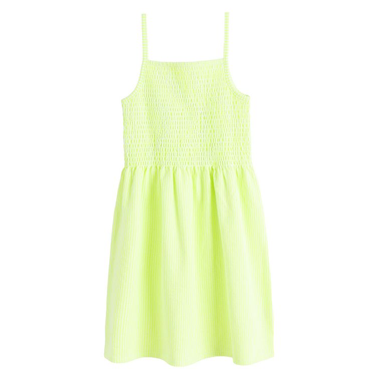 Cool Club, Rochie cu bretele pentru fete, din tricot striat, verde