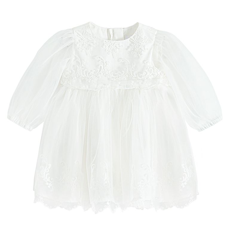 Cool Club, Rochie cu maneca lunga pentru fete, alb