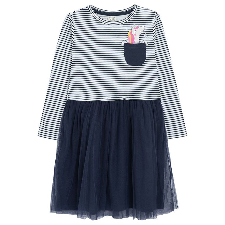Cool Club, Rochie cu maneca lunga pentru fete, bleumarin