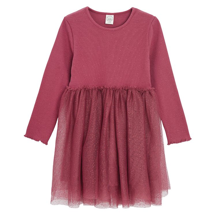 Cool Club, Rochie cu maneca lunga pentru fete, claret