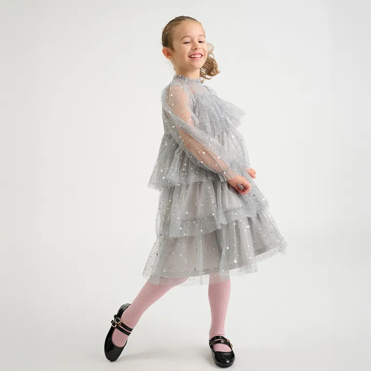 Cool Club, Rochie cu maneca lunga pentru fete, gri