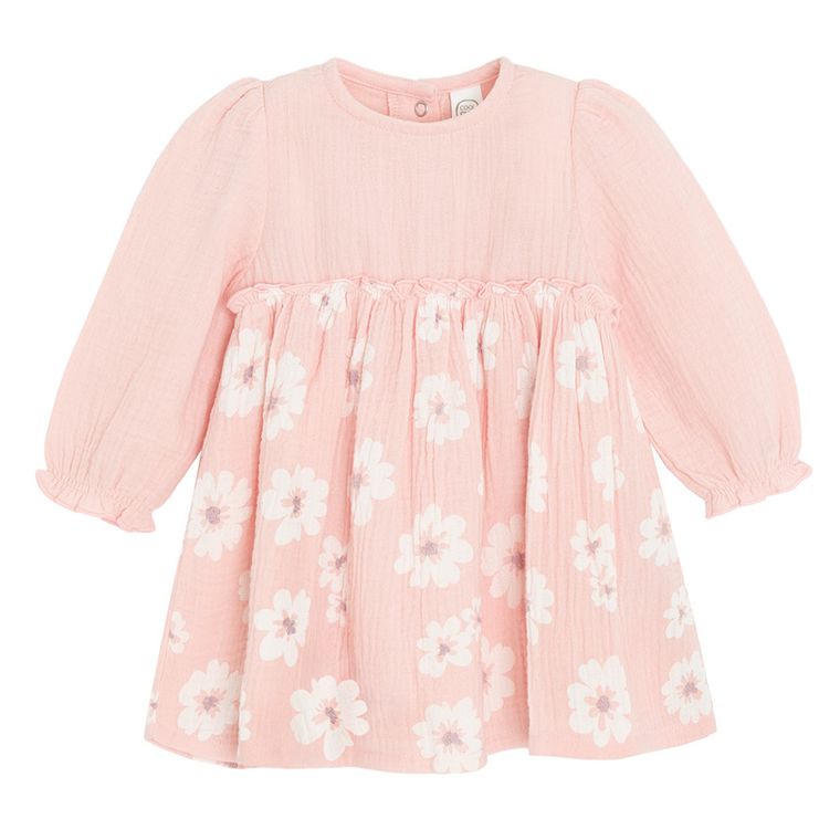 Cool Club, Rochie cu maneca lunga pentru fete, muselina, roz