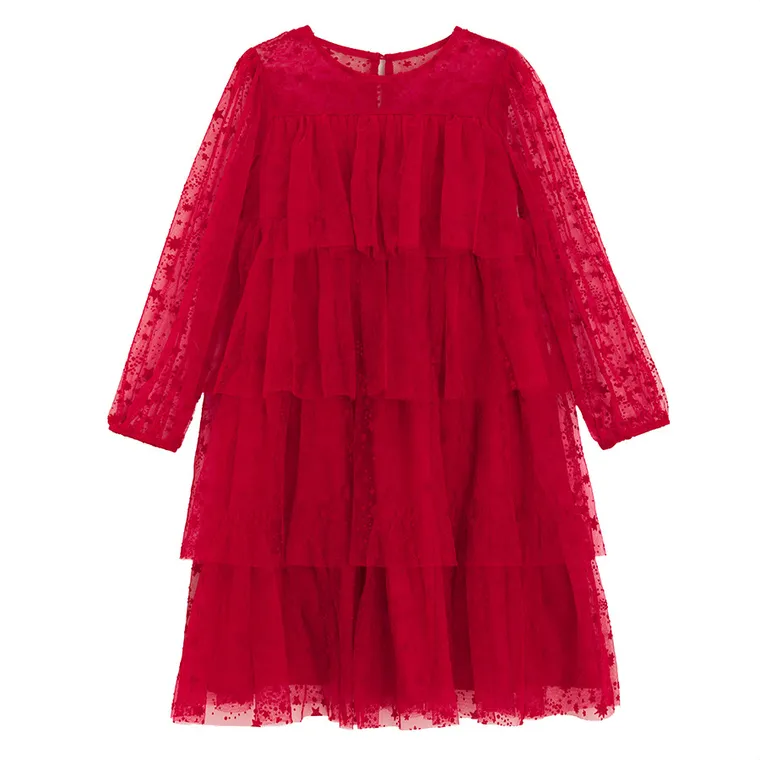 Cool Club, Rochie cu maneca lunga pentru fete, rosu