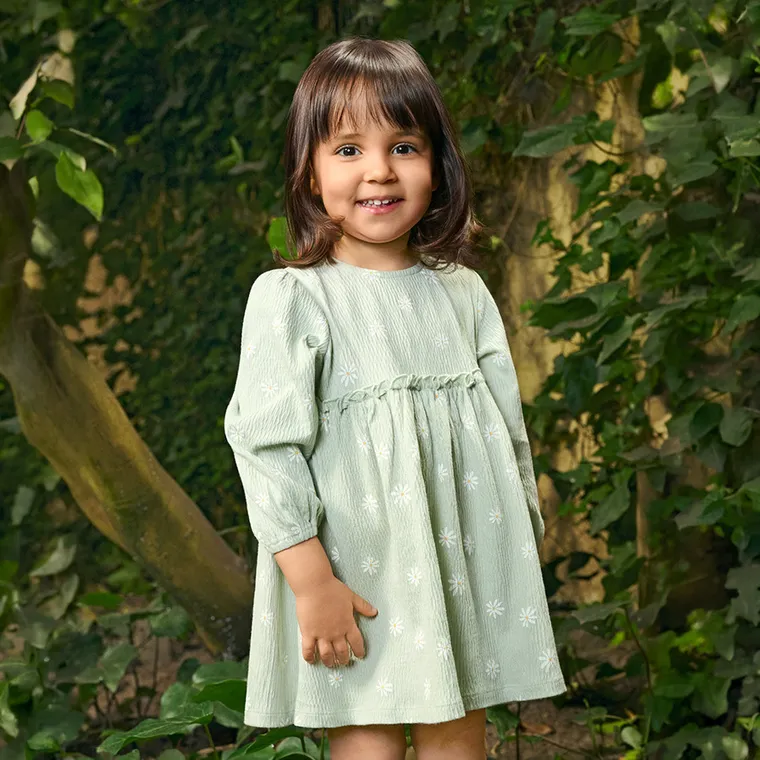 Cool Club, Rochie cu maneca lunga pentru fete, verde