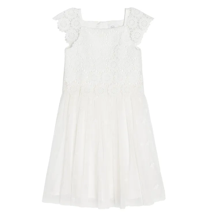 Cool Club, Rochie cu maneca scurta pentru fete, alb