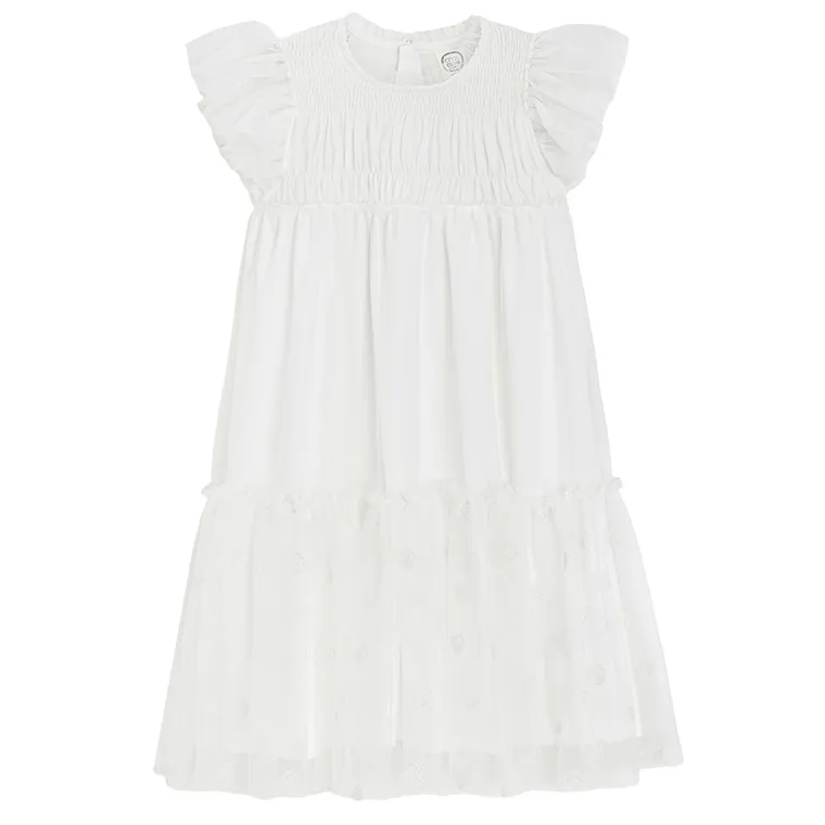 Cool Club, Rochie cu maneca scurta pentru fete, alb