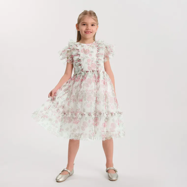 Cool Club, Rochie cu maneca scurta pentru fete, alb