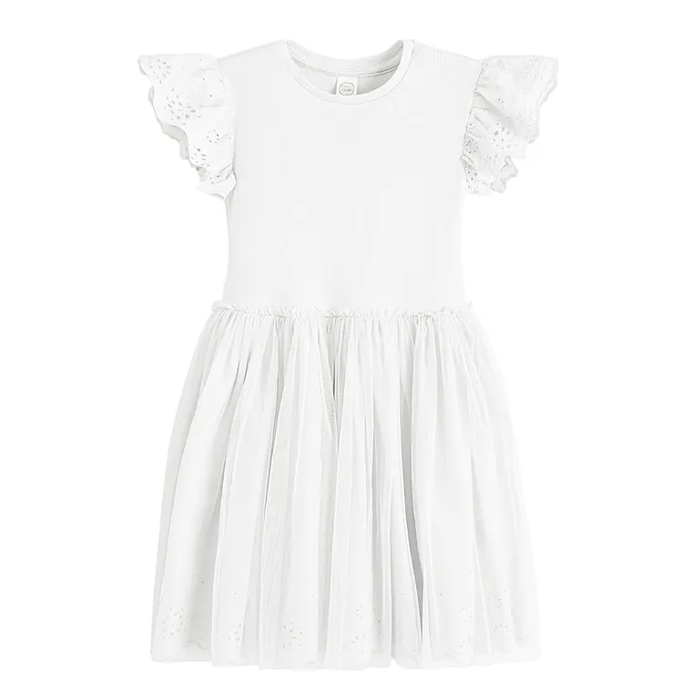 Cool Club, Rochie cu maneca scurta pentru fete, alb