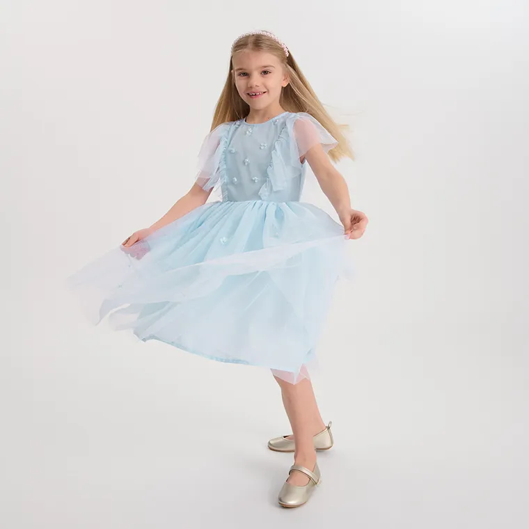 Cool Club, Rochie cu maneca scurta pentru fete, albastru