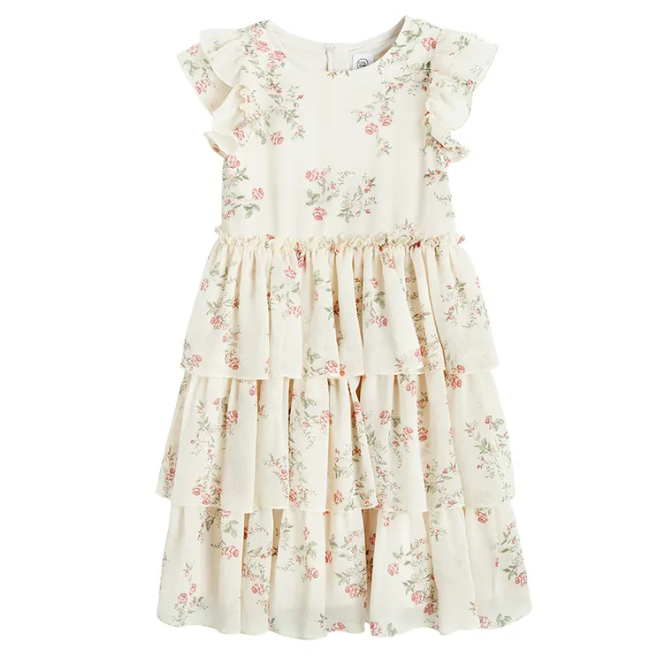 Cool Club, Rochie cu maneca scurta pentru fete, bej