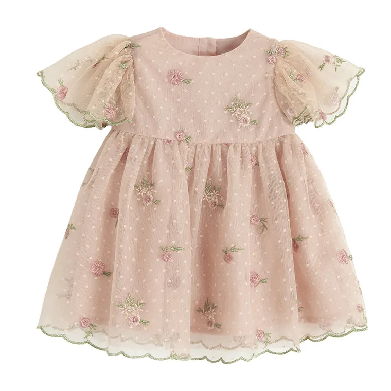 Cool Club, Rochie cu maneca scurta pentru fete, bej