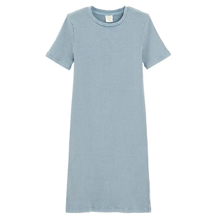 Cool Club, Rochie cu maneca scurta pentru fete, din tricot striat, albastru