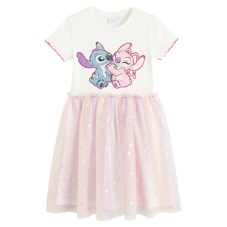 Cool Club, Rochie cu maneca scurta pentru fete, mix, imprimeu Lilo si Stitch