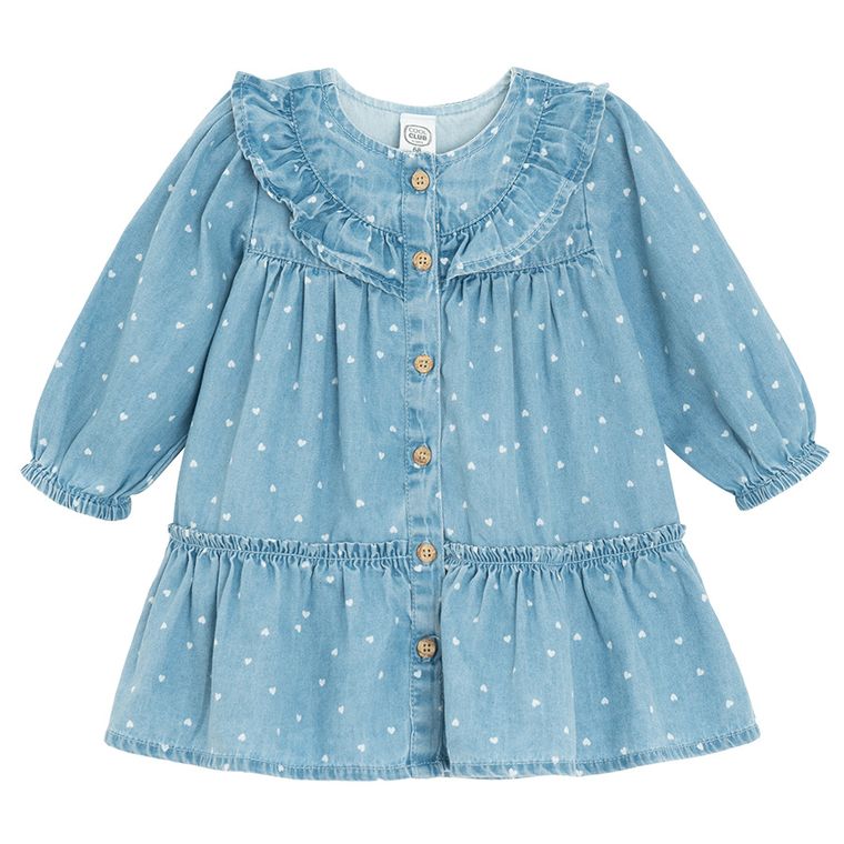 Cool Club, Rochie de blugi cu maneca lunga pentru fete, albastru