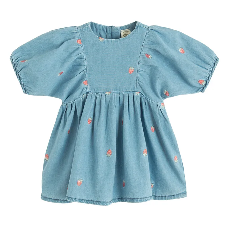 Cool Club, Rochie de blugi pentru fete cu maneca scurta, albastru