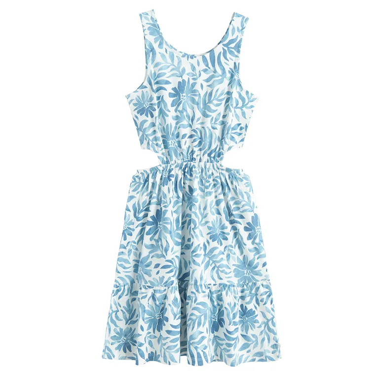 Cool Club, Rochie fara maneci pentru fete, alb-albastru