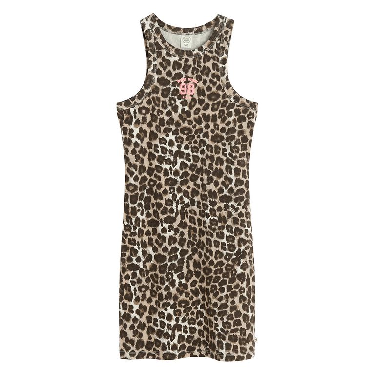 Cool Club, Rochie fara maneci pentru fete, din tricot striat, bej