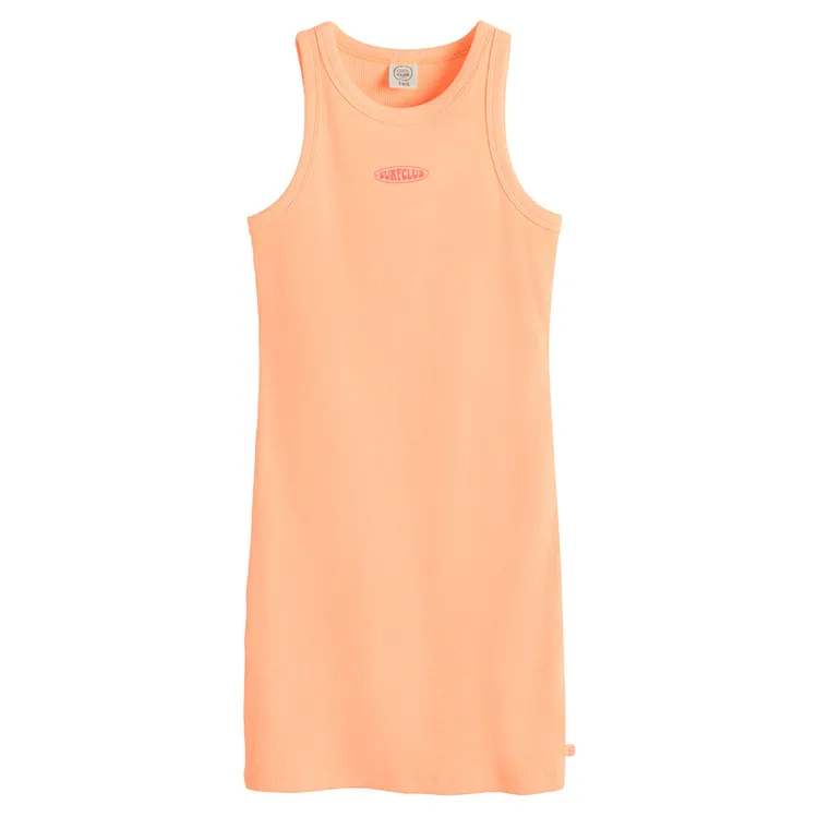 Cool Club, Rochie fara maneci pentru fete, din tricot striat, portocaliu
