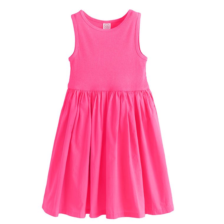 Cool Club, Rochie fara maneci pentru fete, din tricot striat, roz