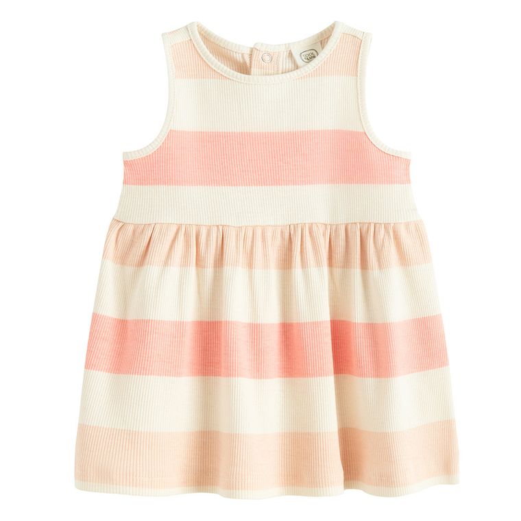 Cool Club, Rochie fara maneci pentru fete, din tricot striat, roz