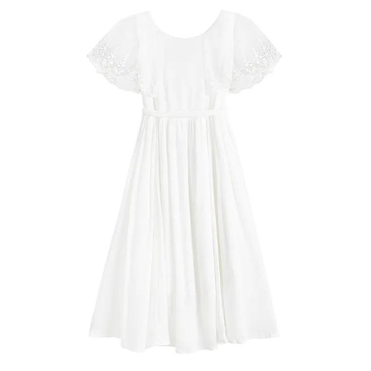 Cool Club, Rochie pentru fete cu maneca scurta, alb