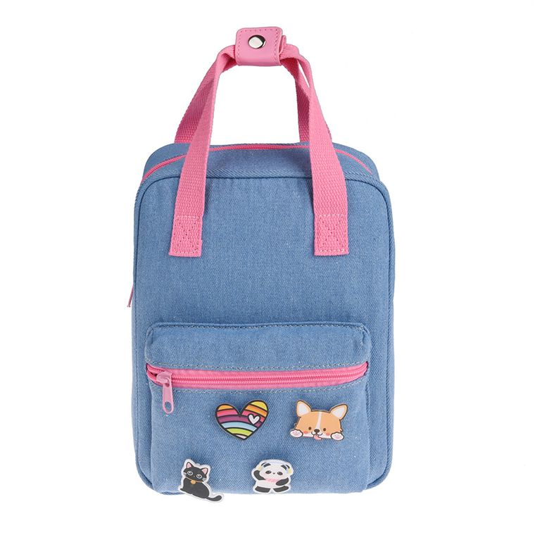 Cool Club, rucsac din denim cu insigne, albastru